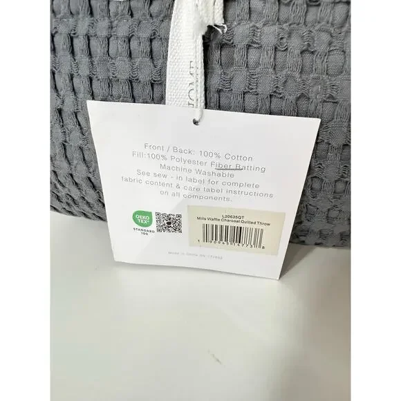 Levtex Home Mills Throw Blanket 50x60 Charcoal Gray Timeless Collection NWT - Picture 5 of 6